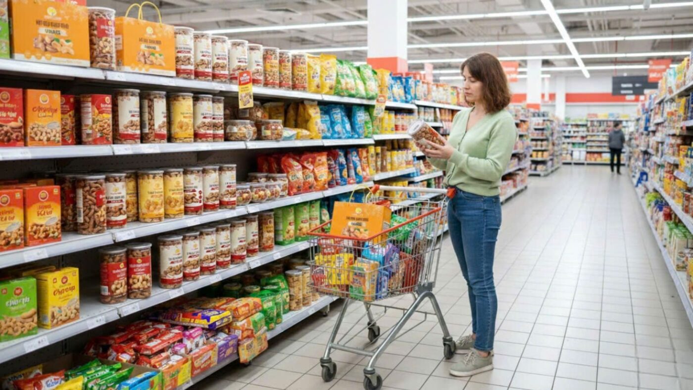 Hạt điều Việt trong khay bánh kẹo ngày Tết Hạt điều Việt trong khay bánh kẹo ngày Tết